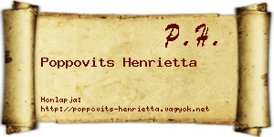 Poppovits Henrietta névjegykártya